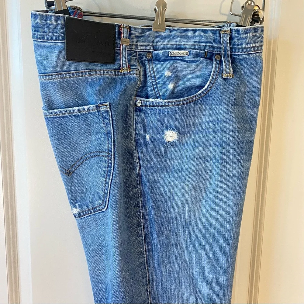 Redloop by Levi's Men's 5 Pocket Blue Jeans 36x34 Denim 100% Cotton Distressed